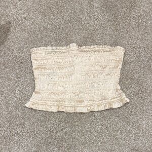 Free People Cream Smocked Tube Top